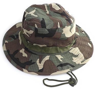 Military Style Camo Boonie Hat, WdlndShrpKhakiGrn at Amazon